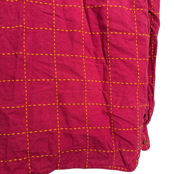 The Territory Ahead Womens Pink Linen Embroidered Plaid Button Up Shirt Top XL - Picture 11 of 16